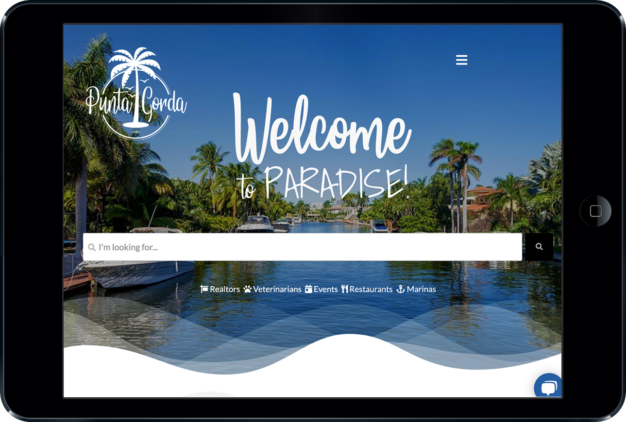 A real estate website displayed on a tablet